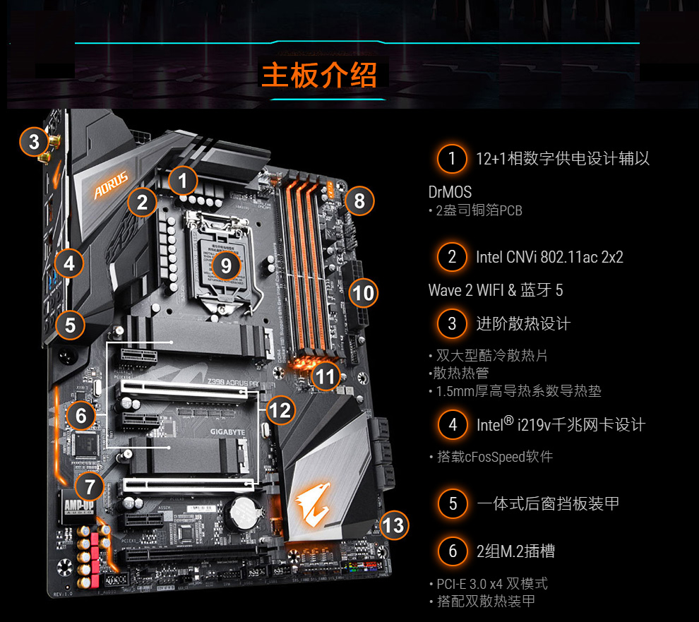 技嘉z390aorusprowifi台式电脑主机电竞游戏主板