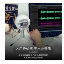 罗技 Blue Snowball-ICE USB电容麦克风 内置声卡话筒 麦克风电脑K歌录音 黑色