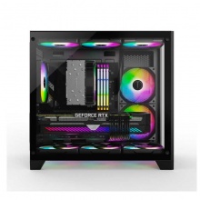 航嘉（Huntkey） S920暴风雪黑色 钢化玻璃全景侧透 电竞游戏机箱 支持M-ATX主板