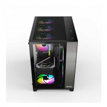 航嘉（Huntkey） S920暴风雪黑色 钢化玻璃全景侧透 电竞游戏机箱 支持M-ATX主板