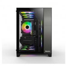 航嘉（Huntkey） S920暴风雪黑色 钢化玻璃全景侧透 电竞游戏机箱 支持M-ATX主板