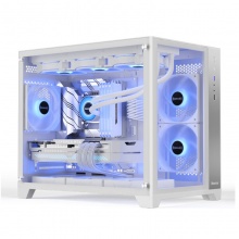 航嘉（Huntkey） S960暴风雪X 双面玻璃海景房游戏机箱 白色