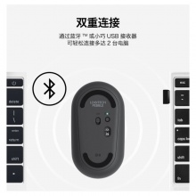 罗技LOGITECH PEBBLE 鹅卵石鼠标 无线蓝牙鼠标 办公鼠标 静音鼠标 女性鼠标 便携鼠标 对称鼠标  石墨黑